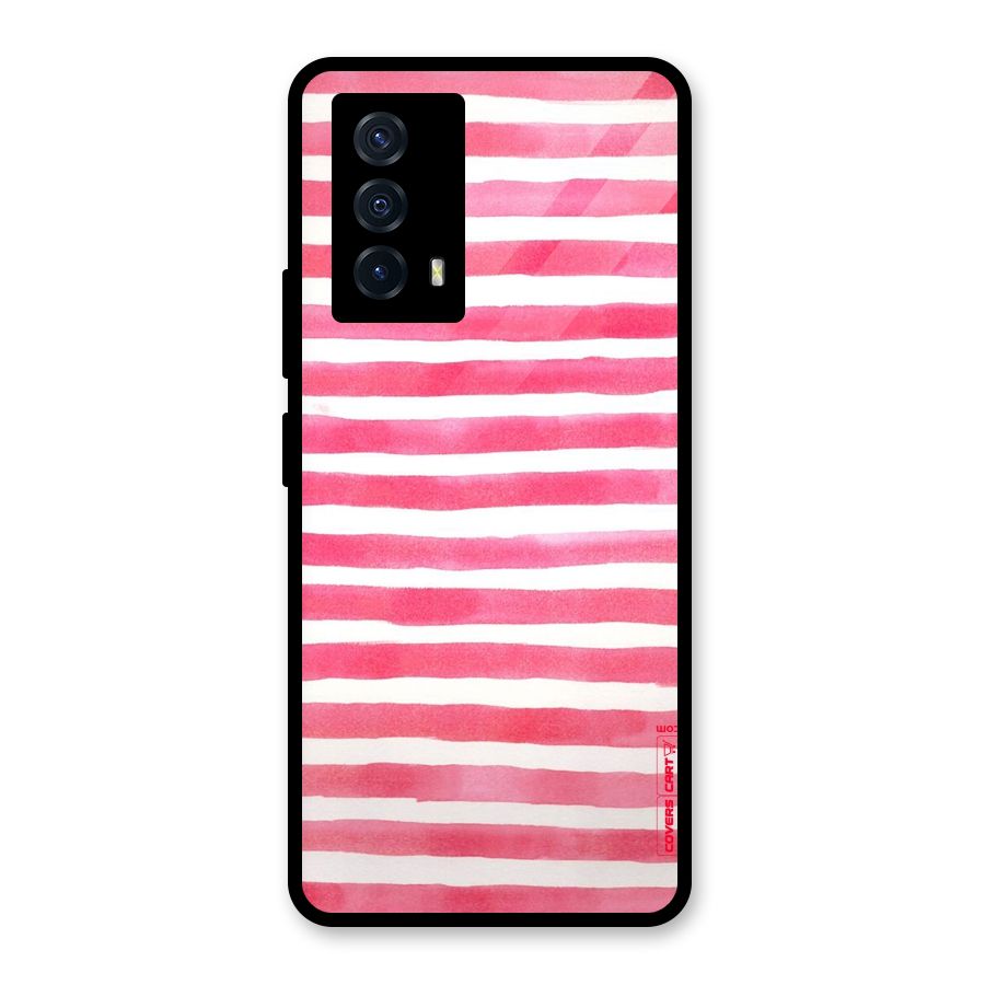 White And Pink Stripes Glass Back Case for Vivo iQOO Z5