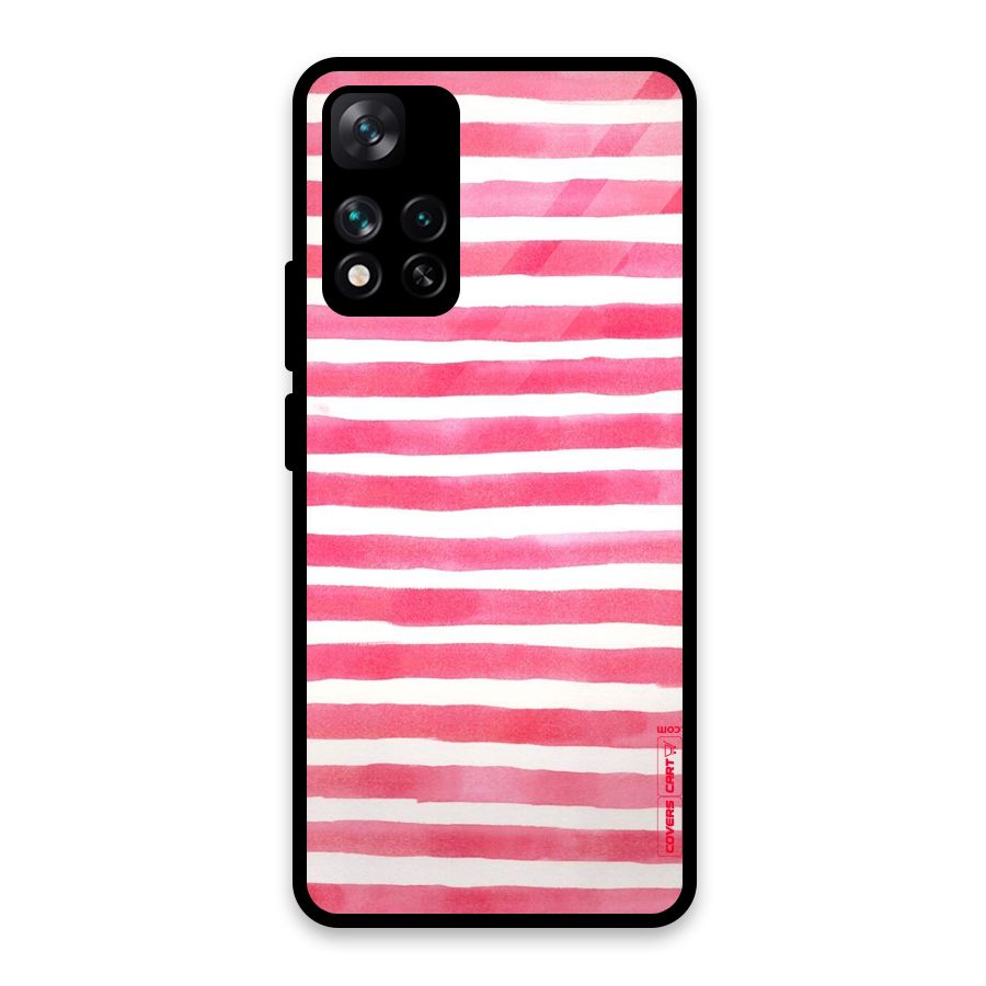 White And Pink Stripes Glass Back Case for Xiaomi 11i 5G