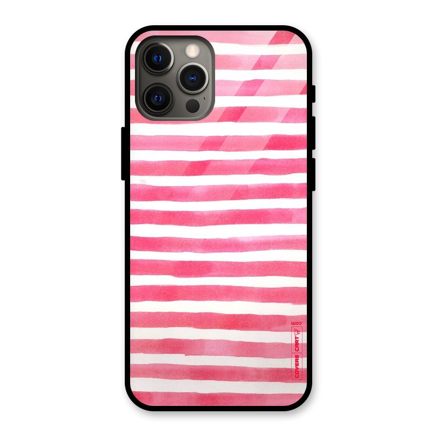 White And Pink Stripes Glass Back Case for iPhone 12 Pro Max