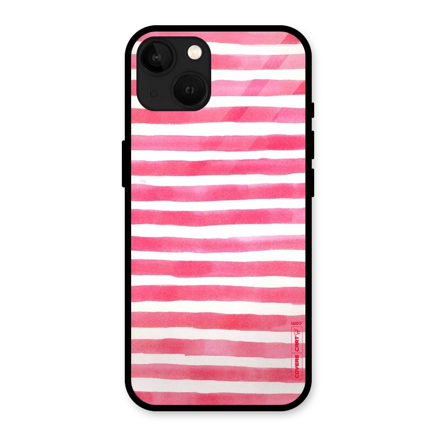 White And Pink Stripes Glass Back Case for iPhone 13