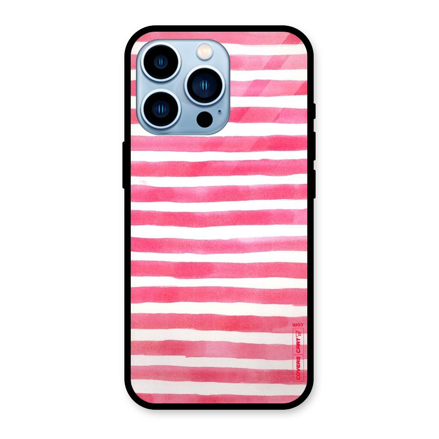 White And Pink Stripes Glass Back Case for iPhone 13 Pro