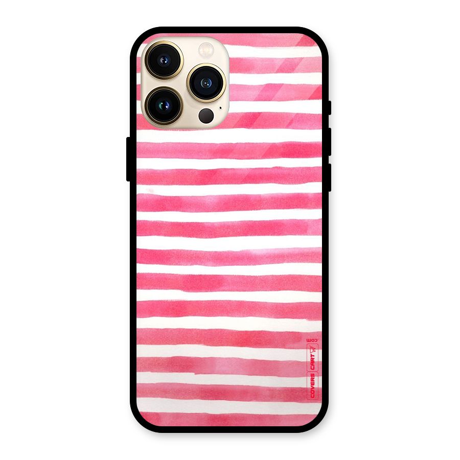 White And Pink Stripes Glass Back Case for iPhone 13 Pro Max