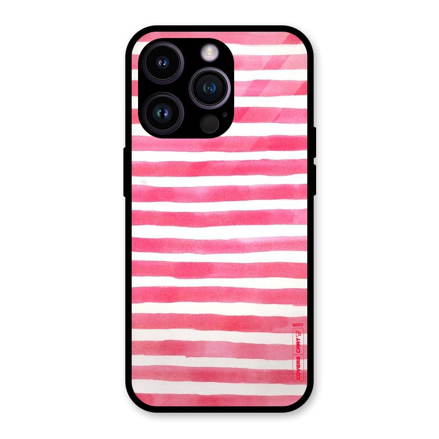 White And Pink Stripes Glass Back Case for iPhone 14 Pro