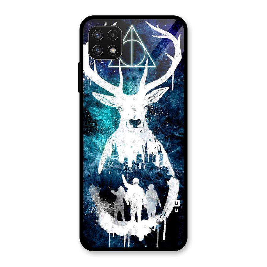 White Deer Glass Back Case for Galaxy A22 5G