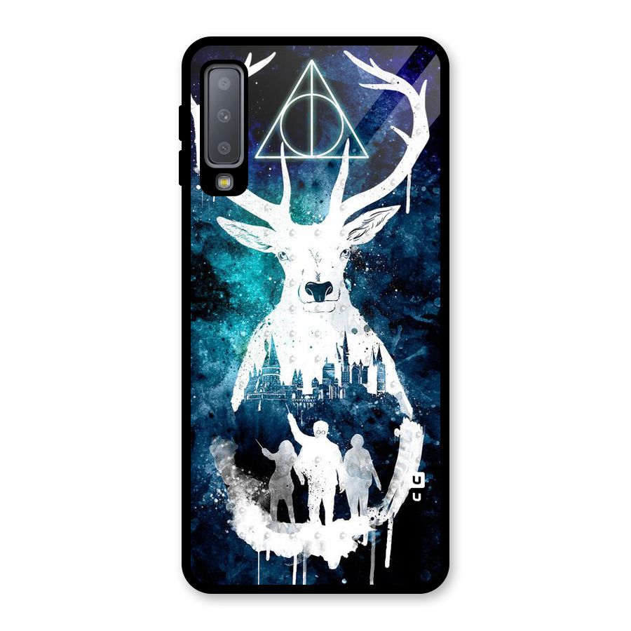 White Deer Glass Back Case for Galaxy A7 (2018)
