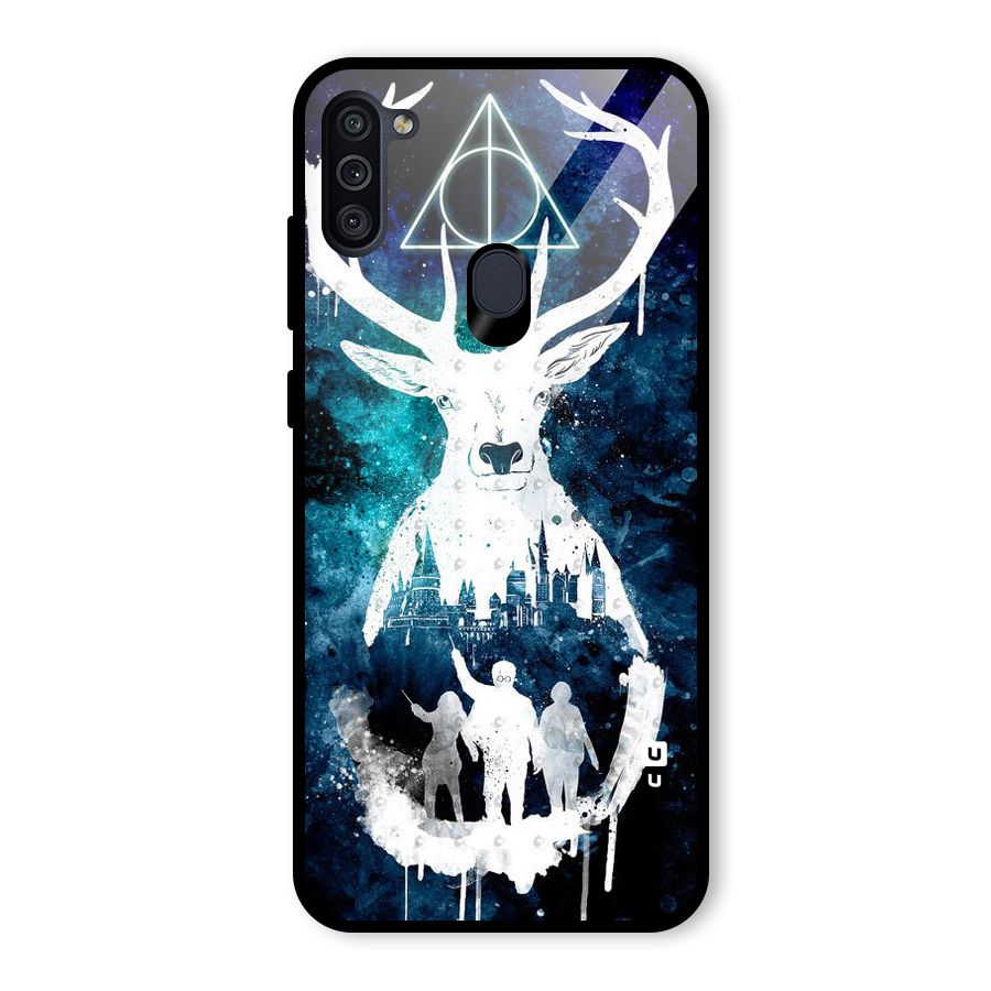 White Deer Glass Back Case for Galaxy M11