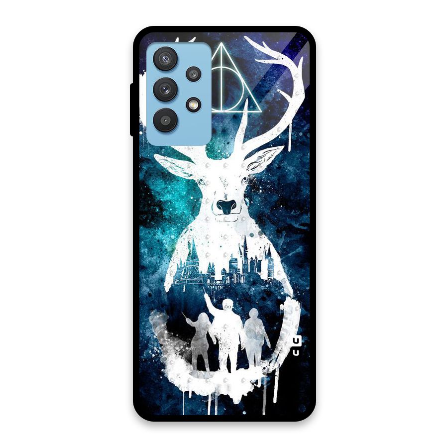 White Deer Glass Back Case for Galaxy M32 5G
