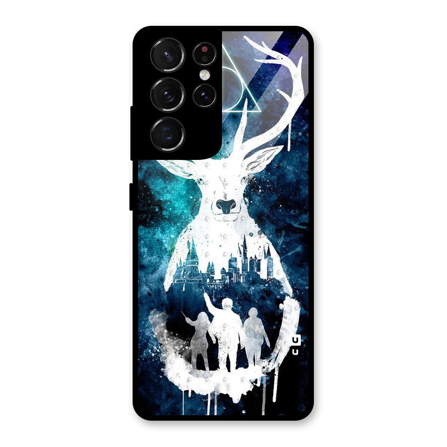 White Deer Glass Back Case for Galaxy S21 Ultra 5G