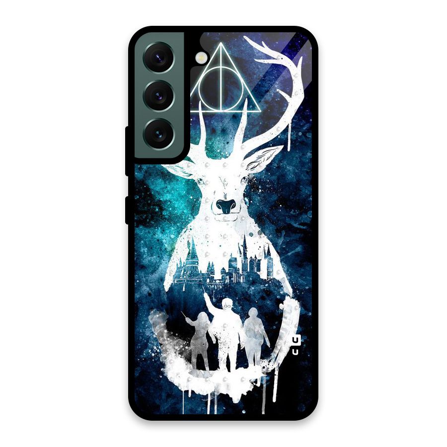 White Deer Glass Back Case for Galaxy S22 5G