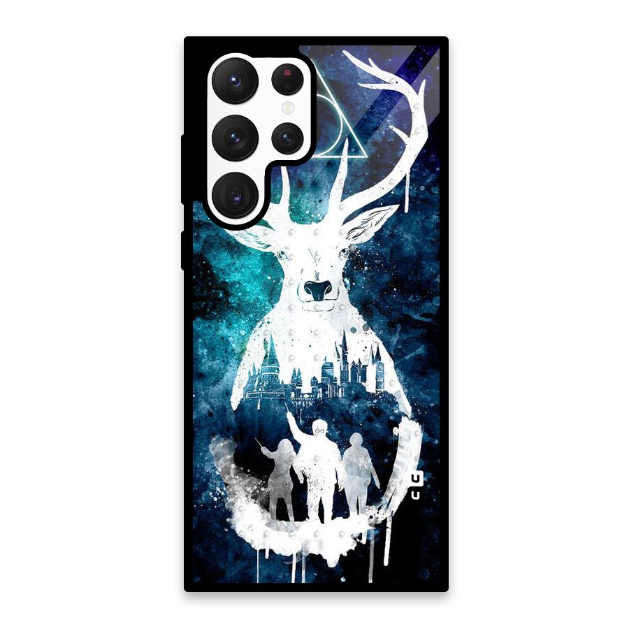 White Deer Glass Back Case for Galaxy S22 Ultra 5G