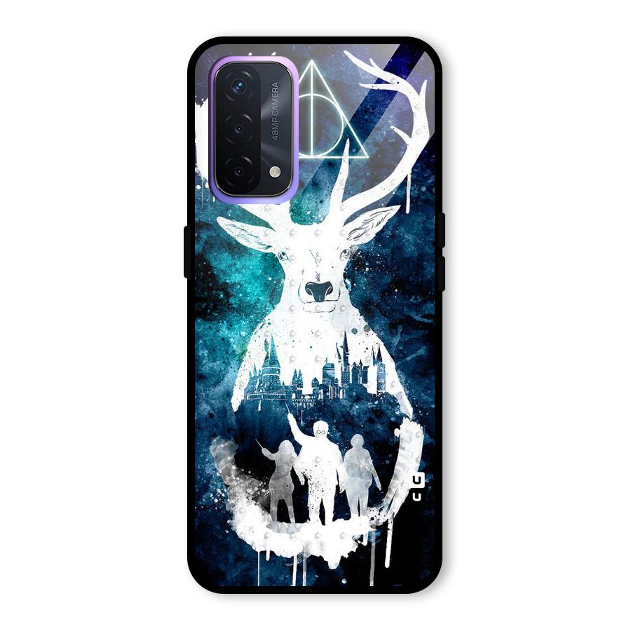 White Deer Glass Back Case for Oppo A74 5G