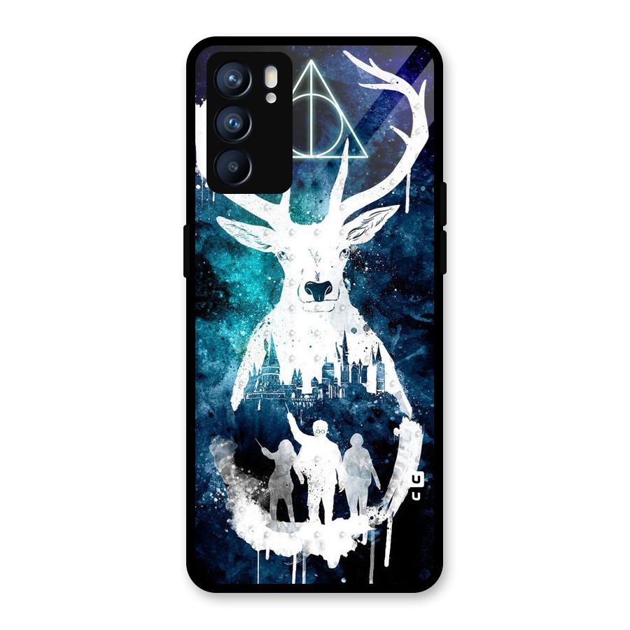 White Deer Glass Back Case for Oppo Reno6 5G