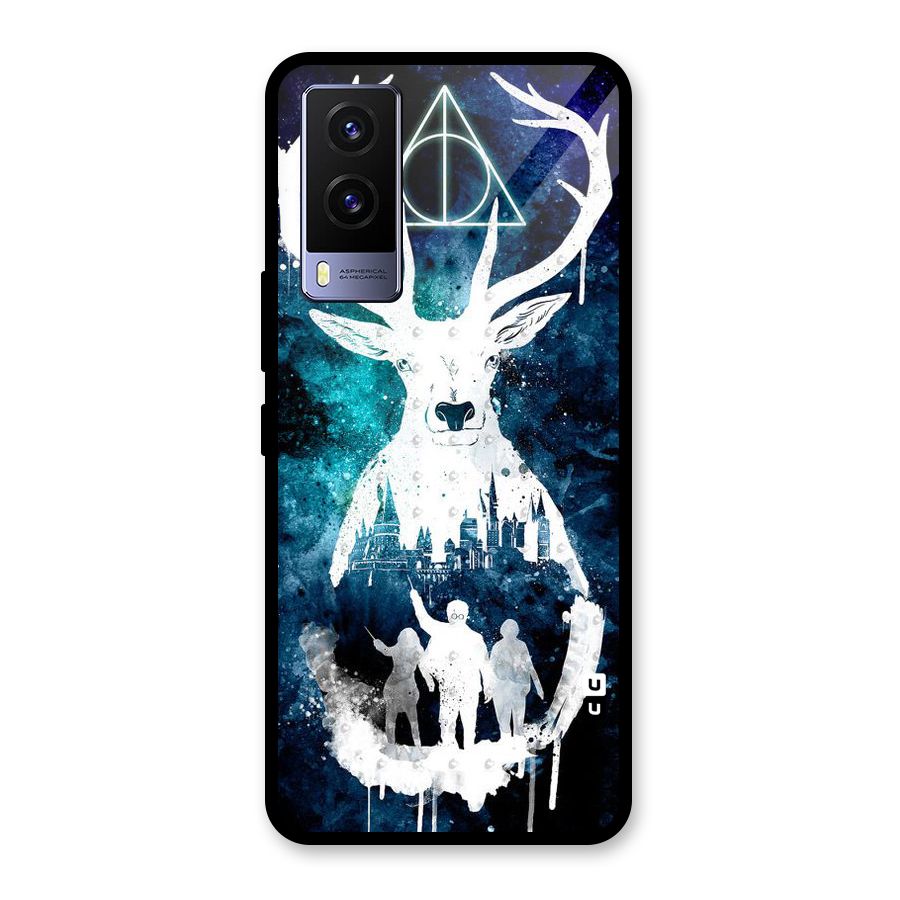 White Deer Glass Back Case for Vivo V21e 5G