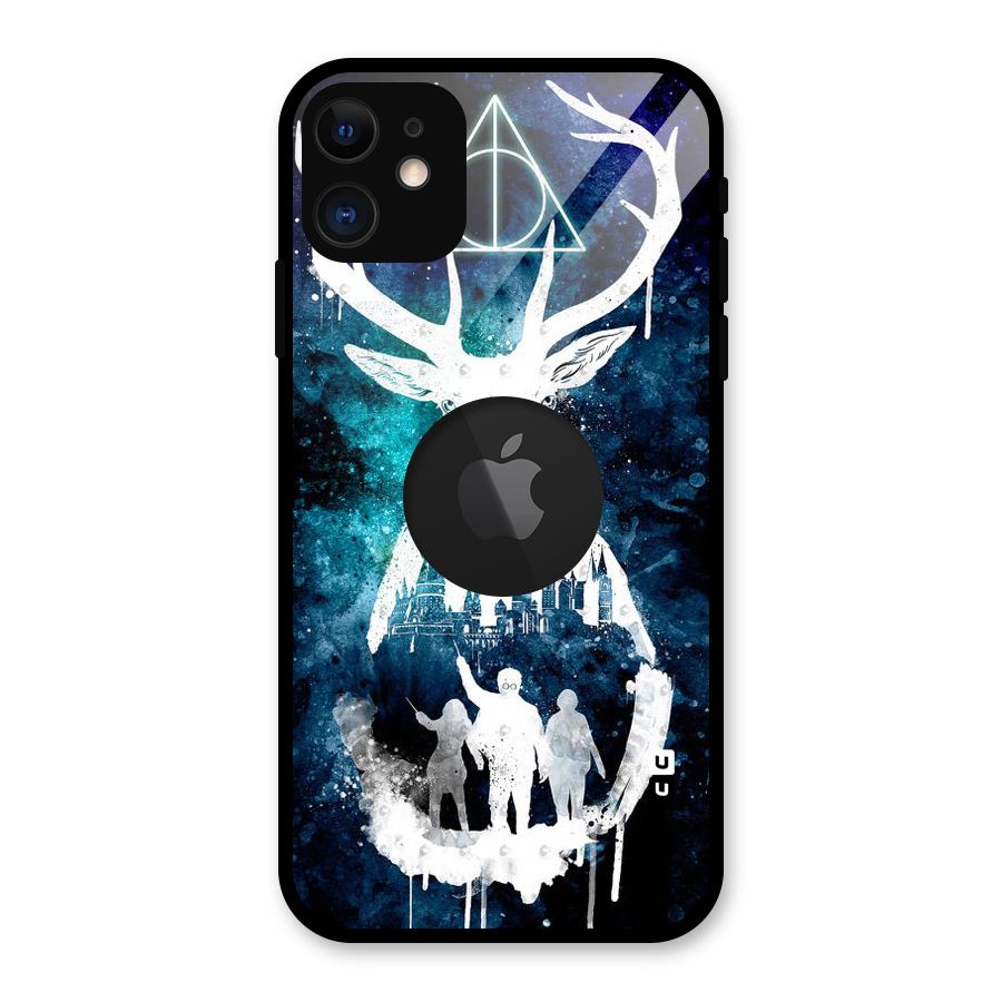 White Deer Glass Back Case for iPhone 11 Logo Cut