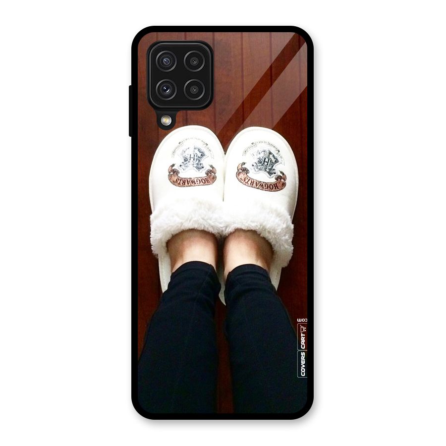 White Feets Glass Back Case for Galaxy A22 4G