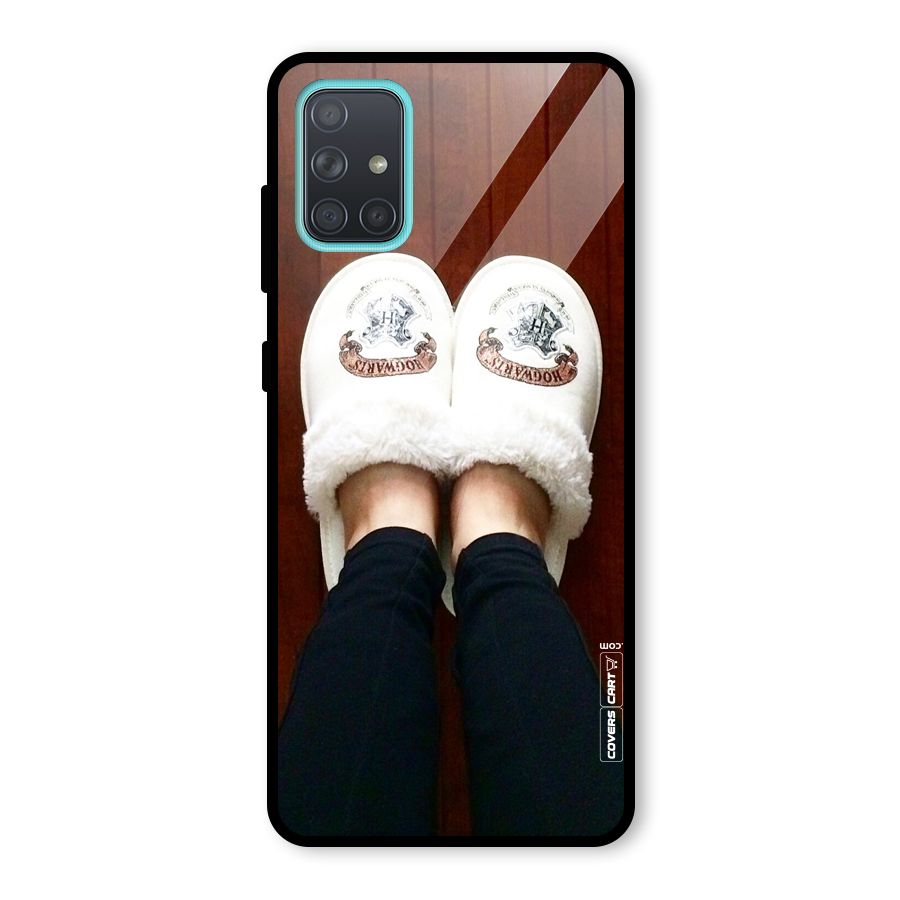 White Feets Glass Back Case for Galaxy A71