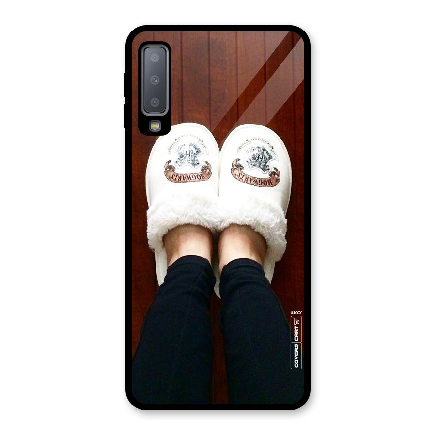 White Feets Glass Back Case for Galaxy A7 (2018)