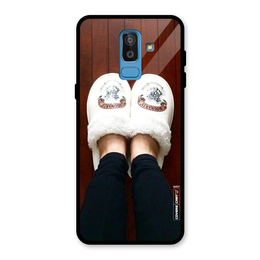 White Feets Glass Back Case for Galaxy J8
