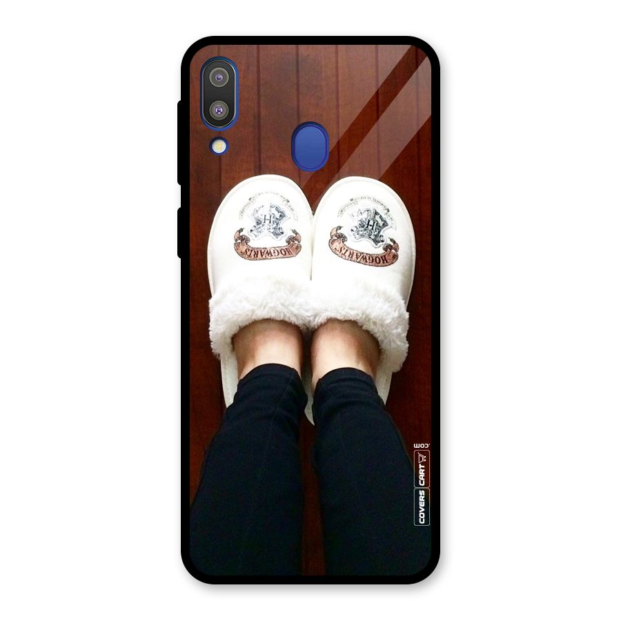 White Feets Glass Back Case for Galaxy M20