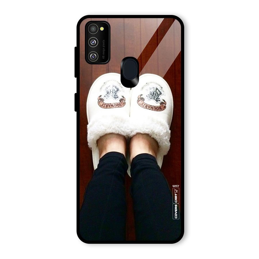 White Feets Glass Back Case for Galaxy M30s