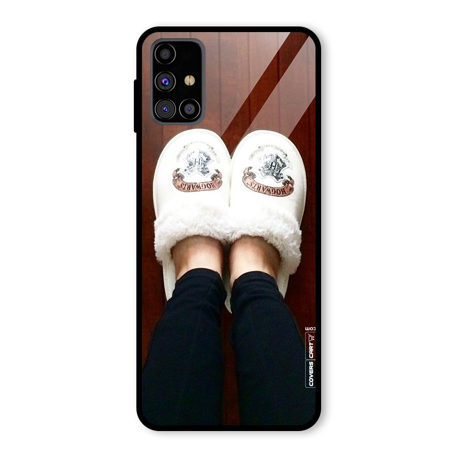 White Feets Glass Back Case for Galaxy M31s