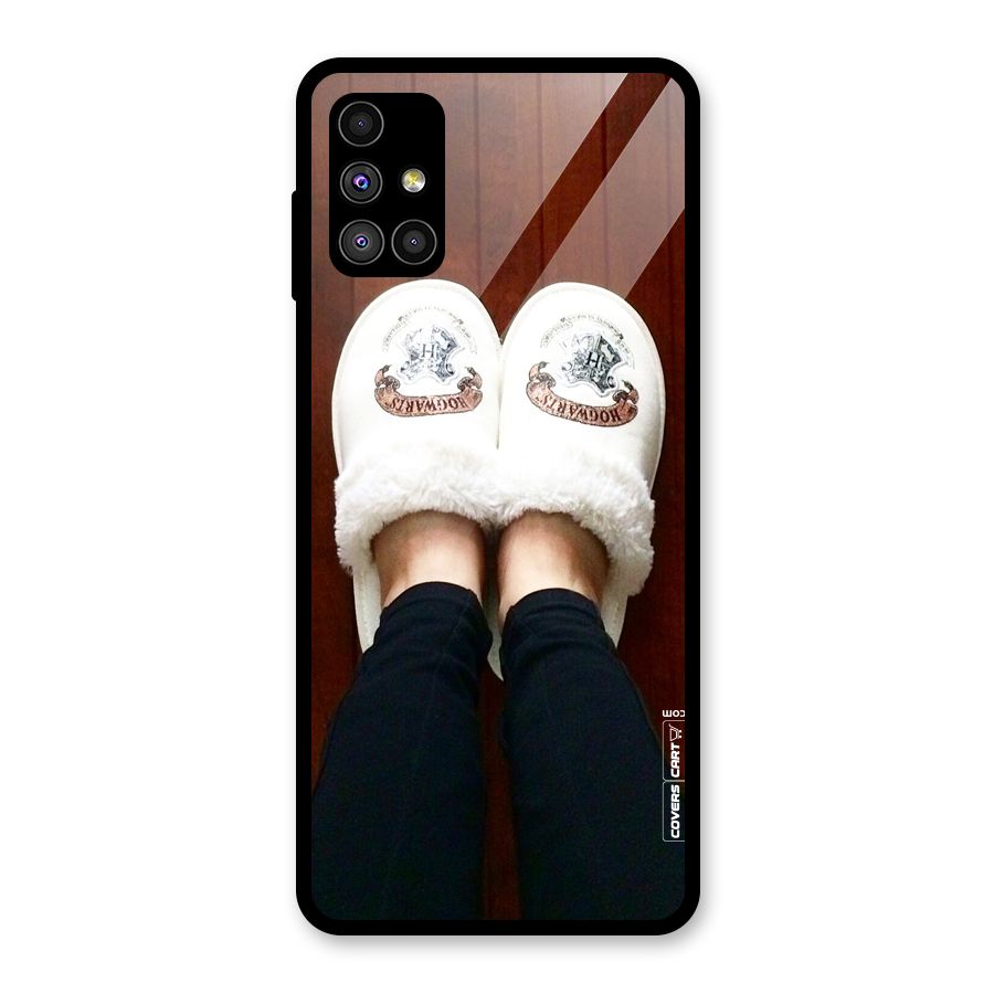 White Feets Glass Back Case for Galaxy M51