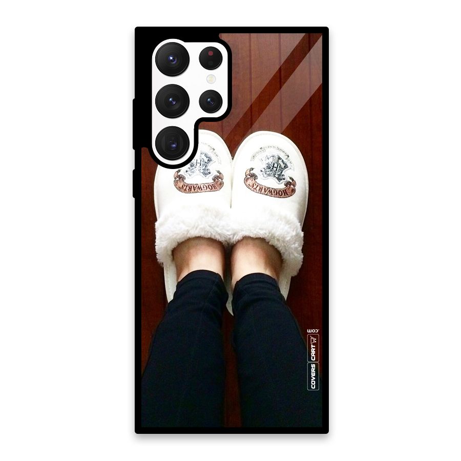 White Feets Glass Back Case for Galaxy S22 Ultra 5G