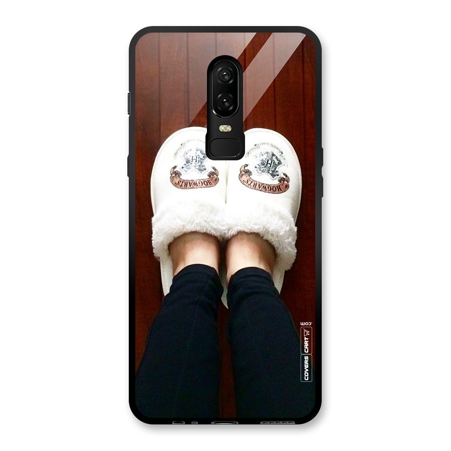 White Feets Glass Back Case for OnePlus 6