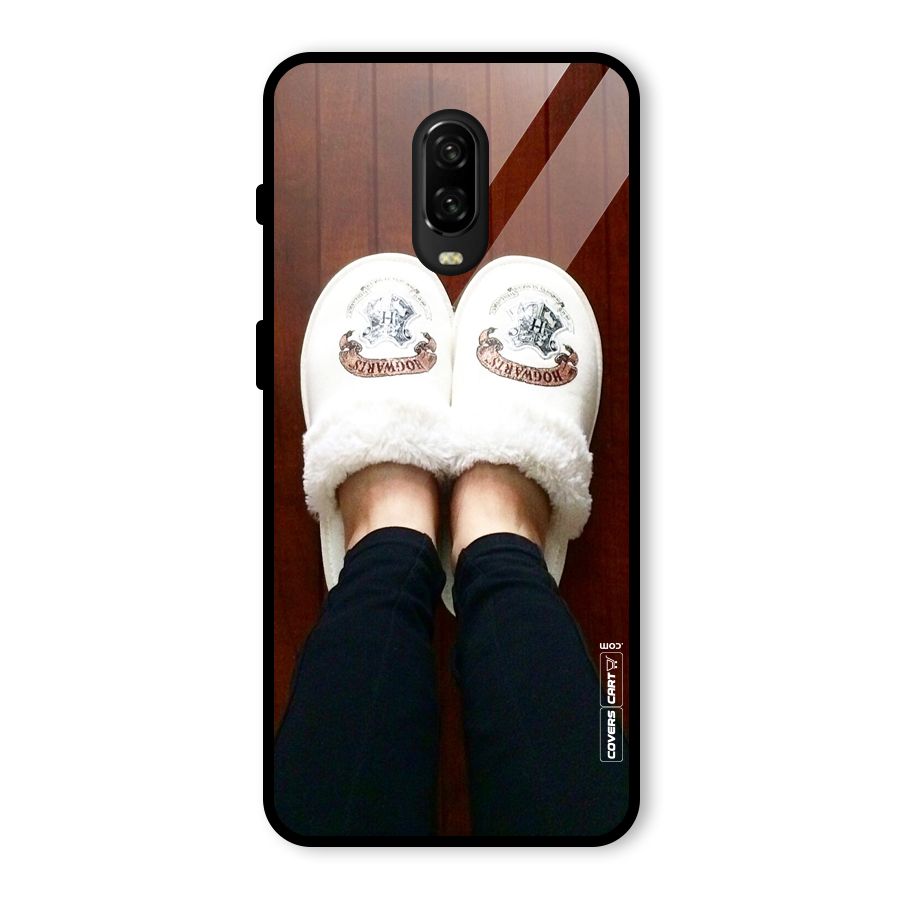 White Feets Glass Back Case for OnePlus 6T
