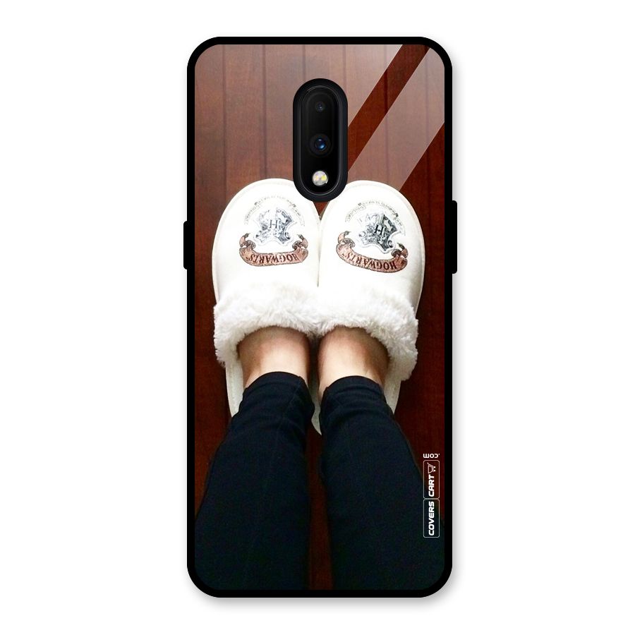 White Feets Glass Back Case for OnePlus 7