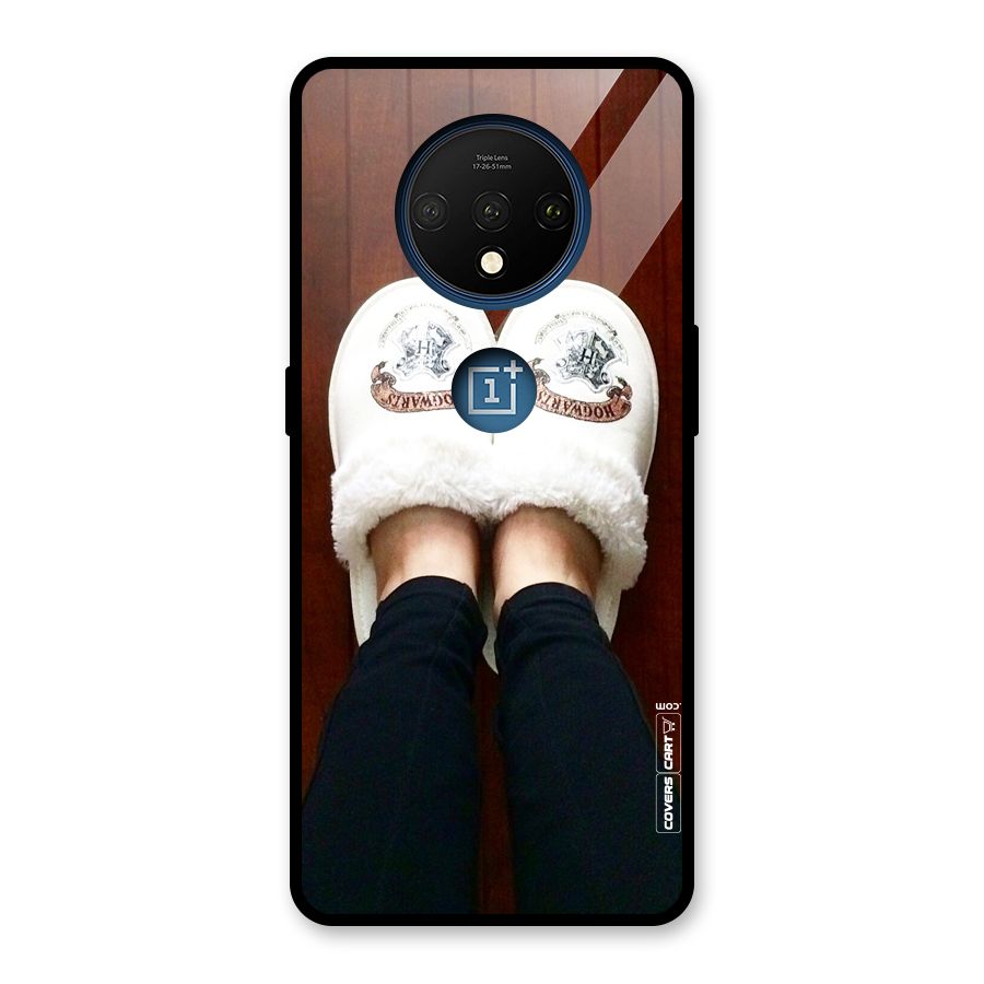 White Feets Glass Back Case for OnePlus 7T