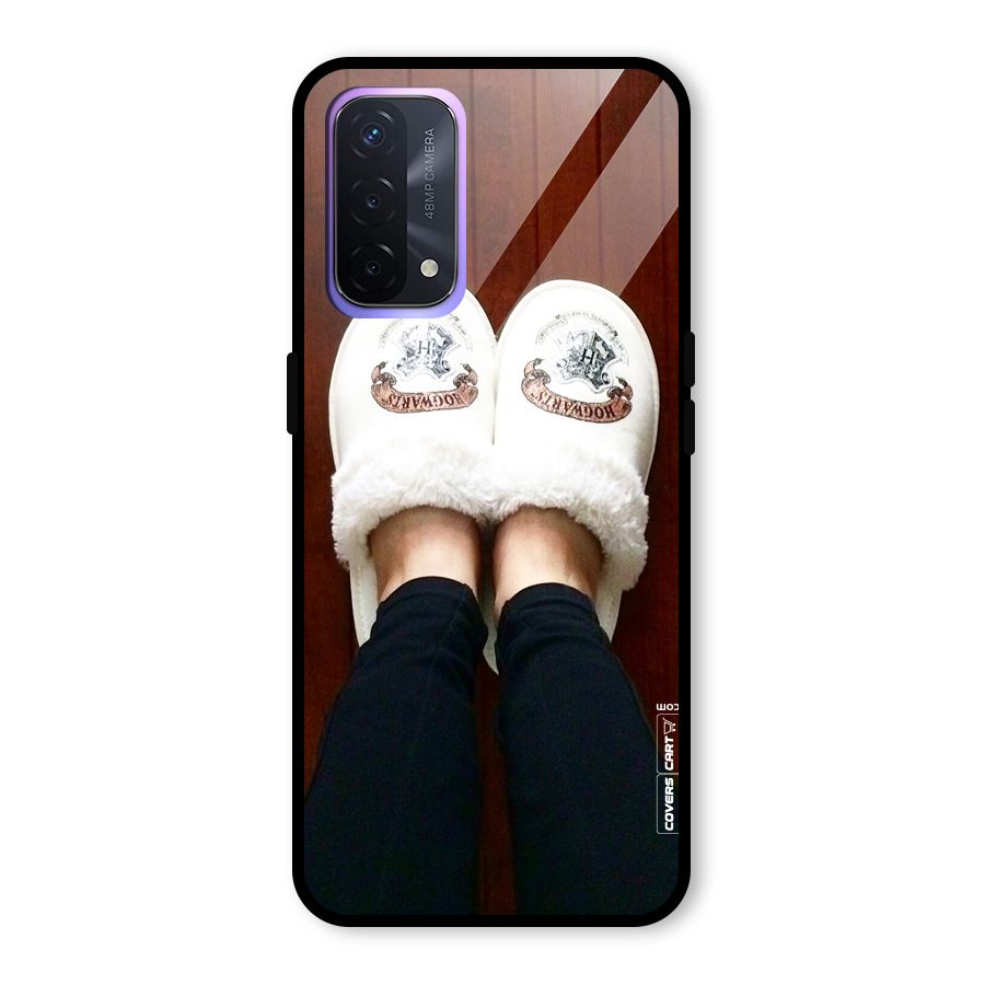 White Feets Glass Back Case for Oppo A74 5G