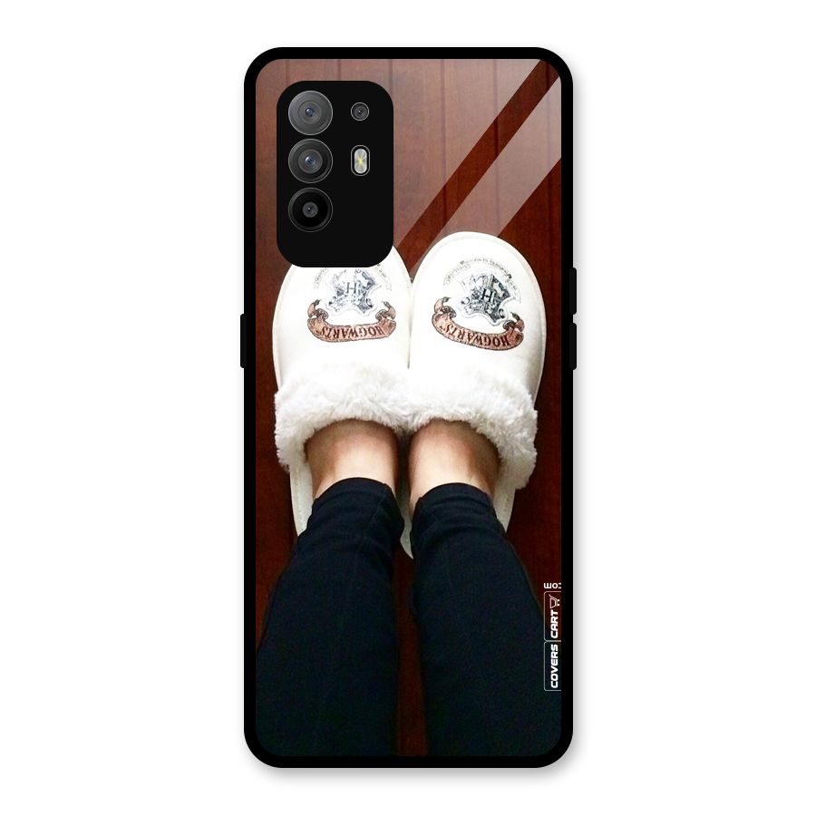 White Feets Glass Back Case for Oppo F19 Pro Plus 5G