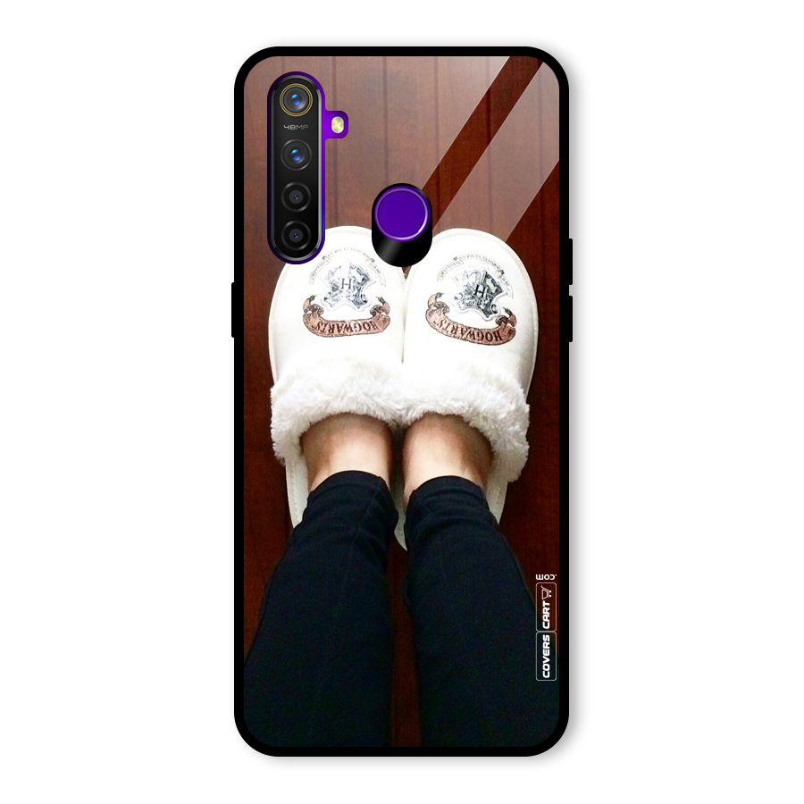 White Feets Glass Back Case for Realme 5 Pro