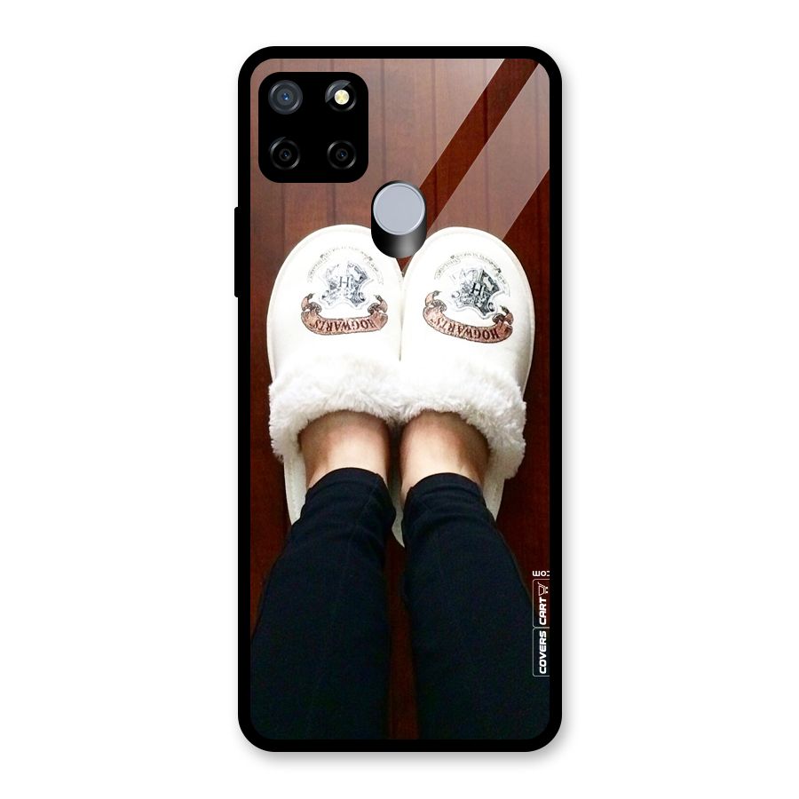 White Feets Glass Back Case for Realme C15