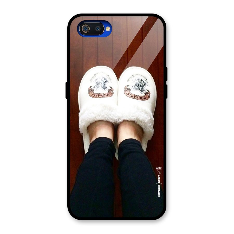 White Feets Glass Back Case for Realme C2