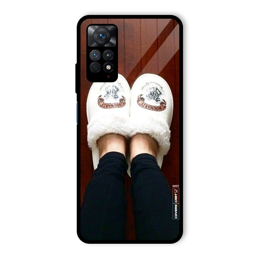 White Feets Glass Back Case for Redmi Note 11 Pro