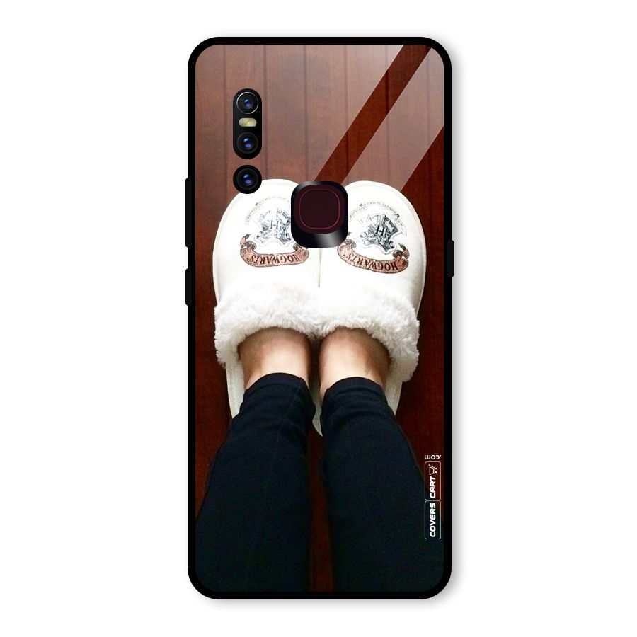 White Feets Glass Back Case for Vivo V15