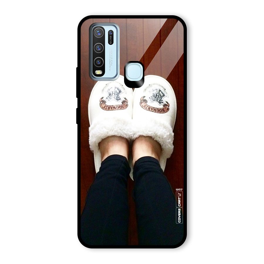 White Feets Glass Back Case for Vivo Y30