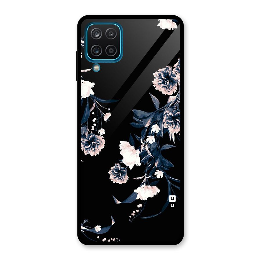 White Flora Glass Back Case for Galaxy A12