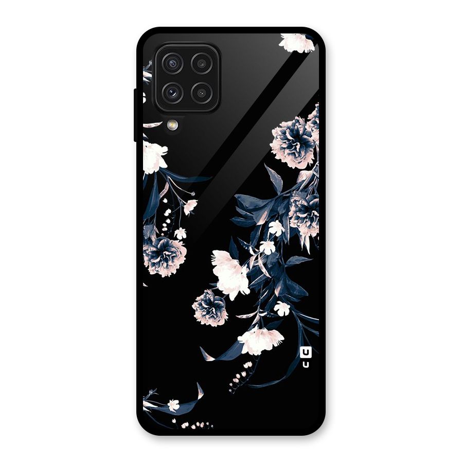 White Flora Glass Back Case for Galaxy A22 4G
