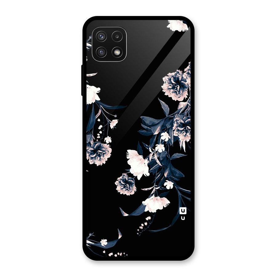 White Flora Glass Back Case for Galaxy A22 5G