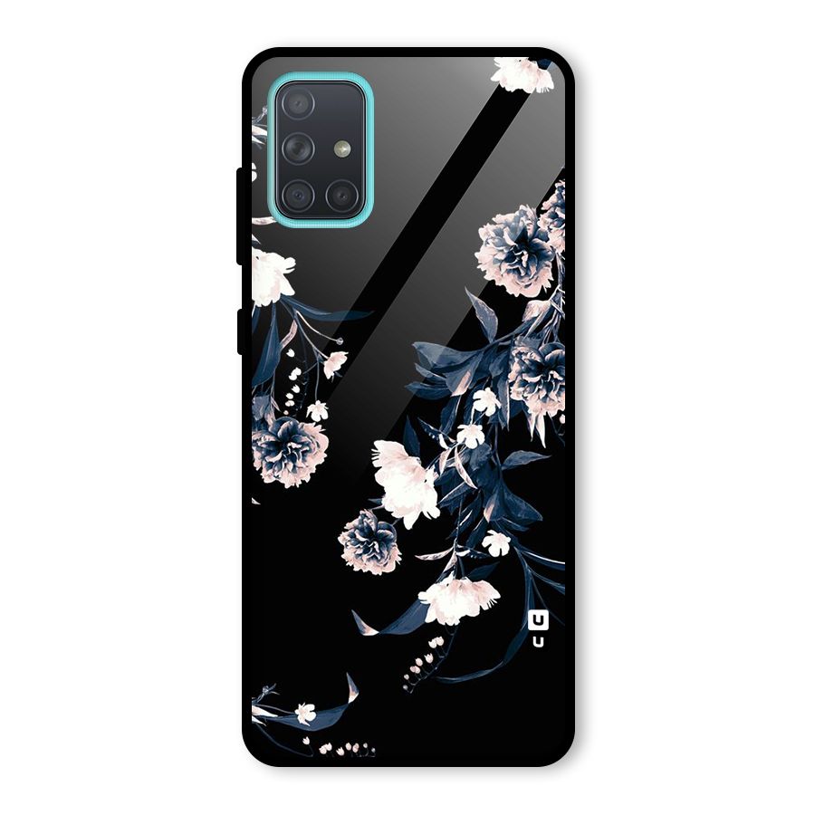 White Flora Glass Back Case for Galaxy A71