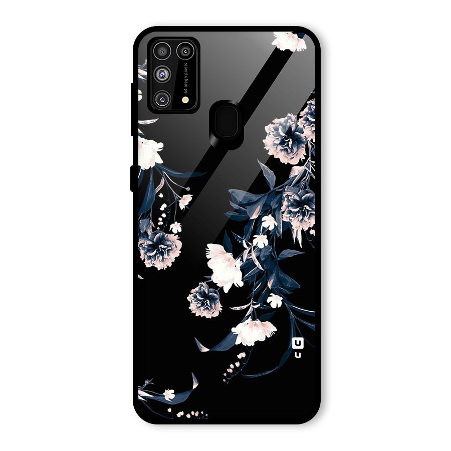 White Flora Glass Back Case for Galaxy F41