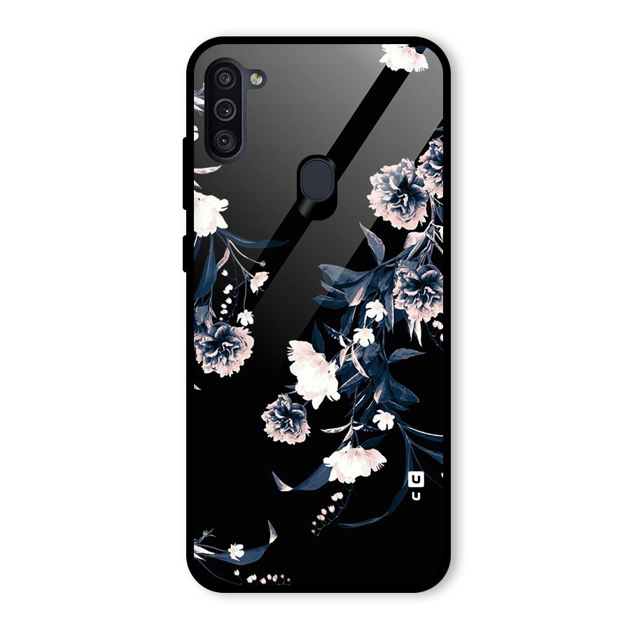 White Flora Glass Back Case for Galaxy M11