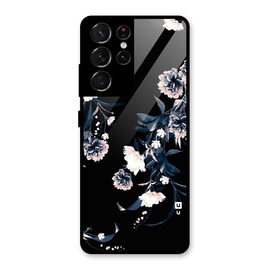 White Flora Glass Back Case for Galaxy S21 Ultra 5G