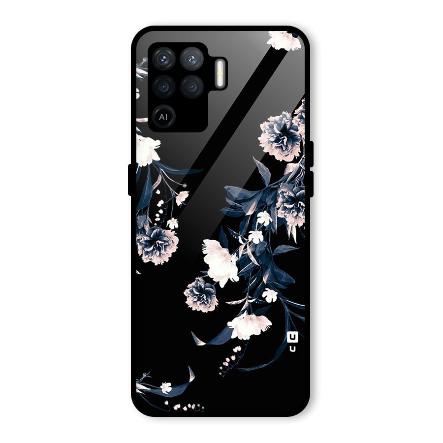 White Flora Glass Back Case for Oppo F19 Pro