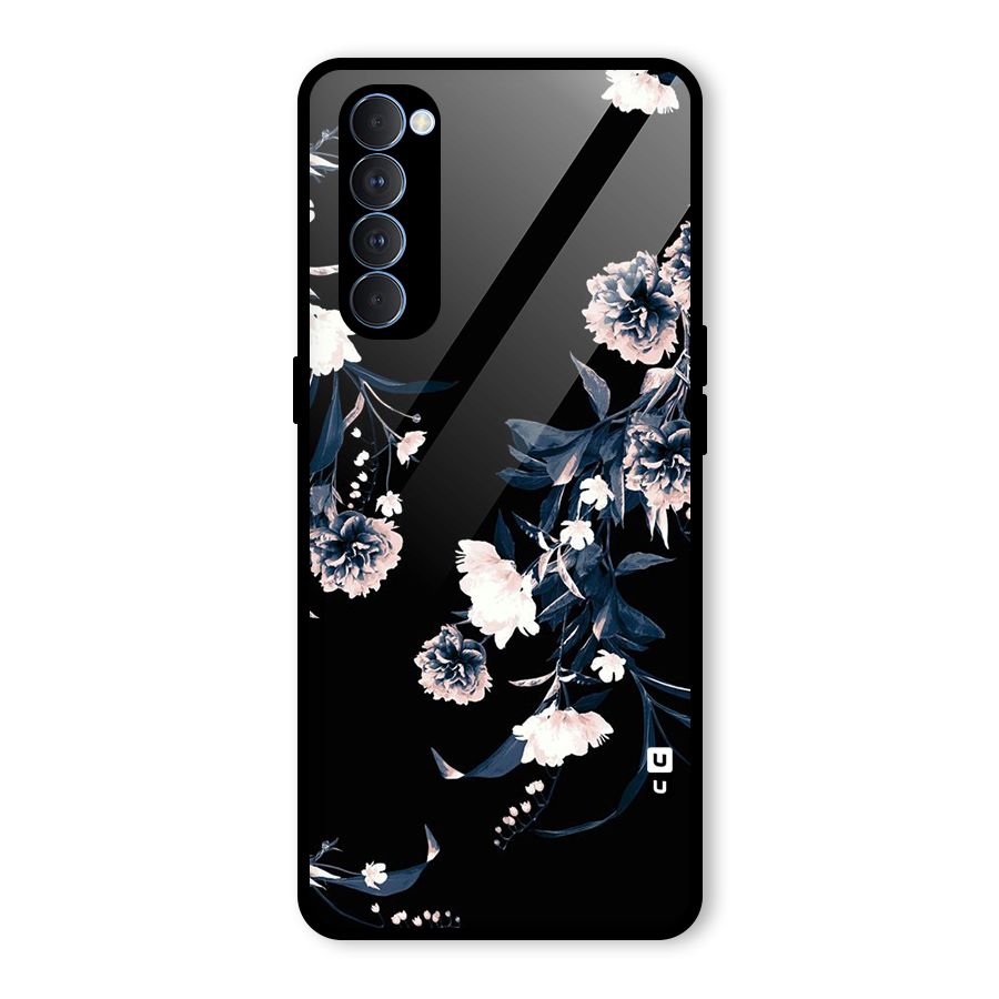 White Flora Glass Back Case for Oppo Reno4 Pro