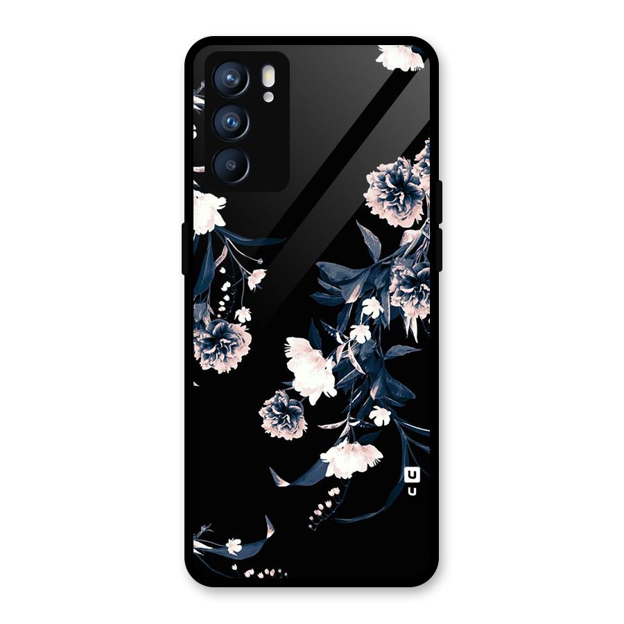 White Flora Glass Back Case for Oppo Reno6 5G