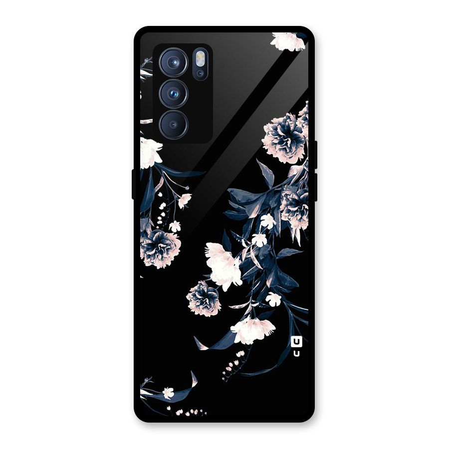 White Flora Glass Back Case for Oppo Reno6 Pro 5G